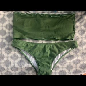 2 piece green high wasted swimmy